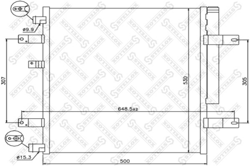 10-45765-sx радиатор кондиционера aluminium/aluminium 500x530x16 STELLOX 10-45765-SX