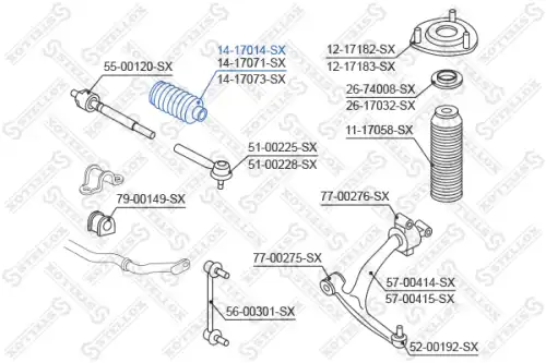14-17014-sx пыльник рейки рулевой STELLOX 14-17014-SX