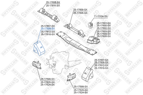 Подушка двигателя задняя STELLOX 25-17608-SX
