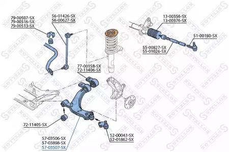 Рычаг независимой подвески колеса подвески колеса STELLOX 57-03507-SX