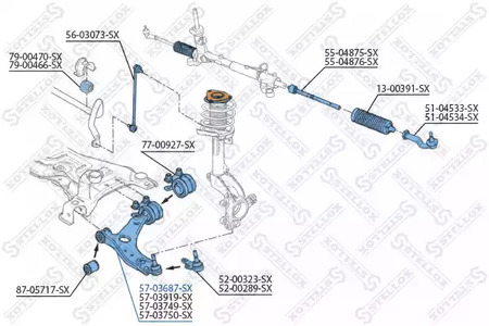 Рычаг независимой подвески колеса подвескы колеса STELLOX 57-03687-SX