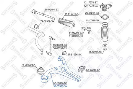 Рычаг независимой подвески колеса подвескы колеса STELLOX 57-05383-SX