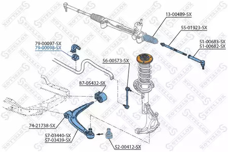 Опора стабилизатора STELLOX 79-00098-SX