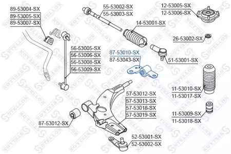 Подвеска рычага независимой подвески колеса STELLOX 87-53010-SX