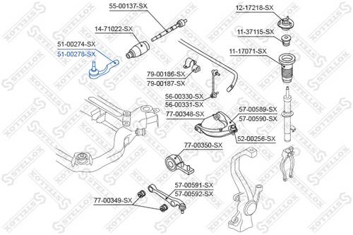 51-00278-sx наконечник рулевой наружный правый STELLOX 51-00278-SX