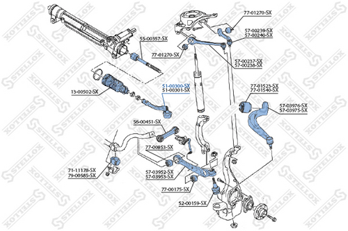 51-00300-sx наконечник рулевой левый