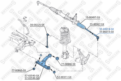 Наконечник рулевой левый STELLOX 51-00314-SX
