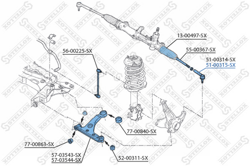 Наконечник рулевой правый STELLOX 51-00315-SX