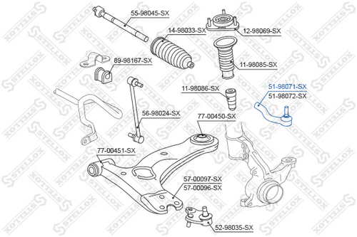 Наконечник рулевой правый STELLOX 51-98071-SX