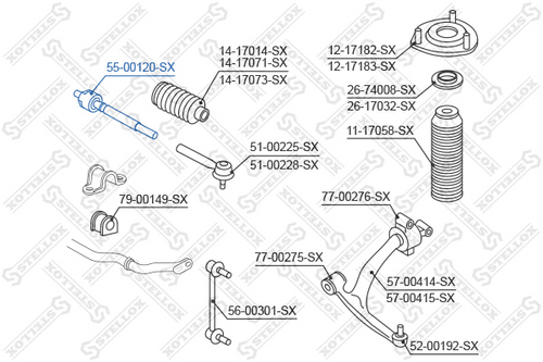 Осевой шарнир рулевой тяги STELLOX 55-00120-SX