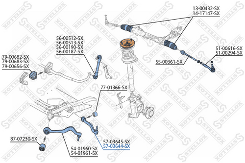 Рычаг задний нижний правый STELLOX 57-03644-SX
