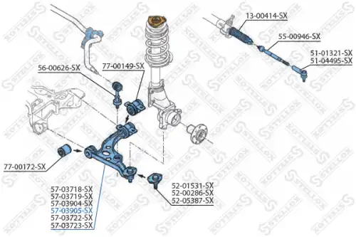Рычаг правый 1800kg STELLOX 57-03905-SX