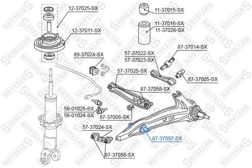 Сайлентблок зад. продол. рычага STELLOX 87-37057-SX