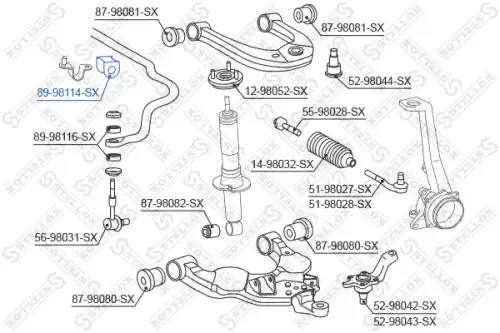 89-98114-sx втулка стабилизатора переднего центральная STELLOX 89-98114-SX