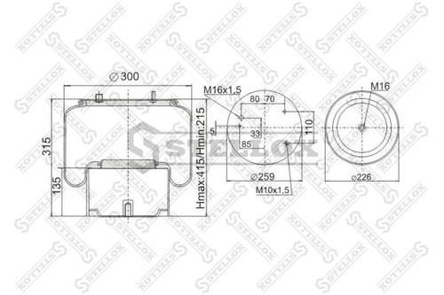 Кожух пневматической рессоры STELLOX 90-08361-SX