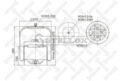 Кожух пневморессоры STELLOX 90-48383-SX
