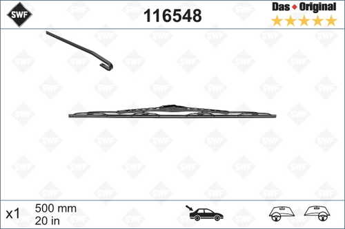 Щетка стеклоочистителя ford fiesta iv 96-99 (500mm) SWF 116548