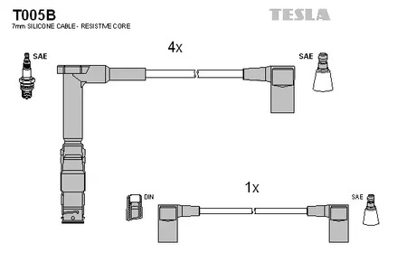 Комплект проводов зажигания alternative TESLA T005B