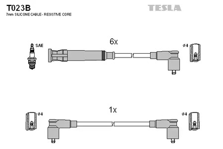 Комплект проводов зажигания alternative TESLA T023B