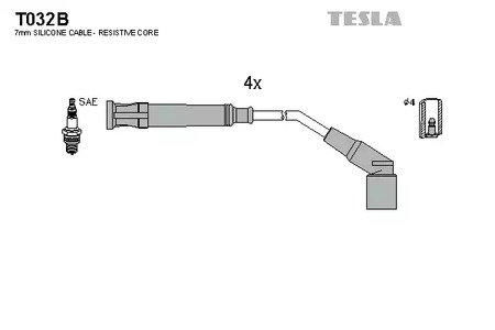 Комплект проводов зажигания alternative TESLA T032B