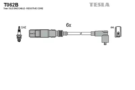 Комплект проводов зажигания alternative TESLA T062B