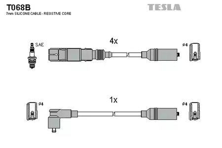 Комплект проводов зажигания alternative TESLA T068B
