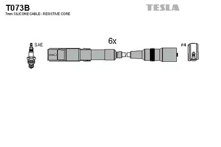 Комплект проводов зажигания alternative TESLA T073B