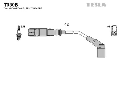 Комплект проводов зажигания alternative TESLA T080B