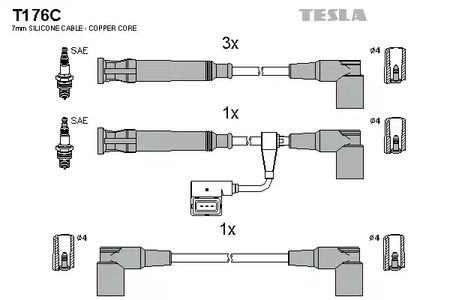 Комплект проводов зажигания original TESLA T176C