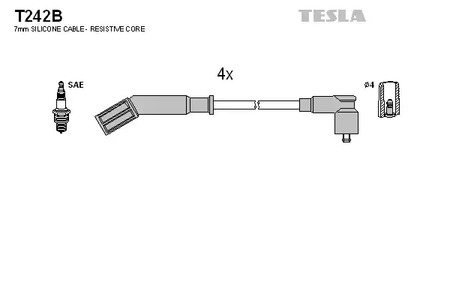 Комплект проводов зажигания TESLA T242B