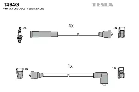 Комплект проводов зажигания TESLA T464G