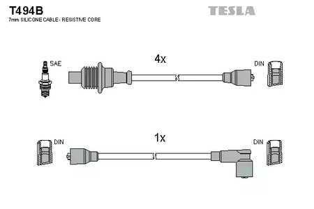 Комплект проводов зажигания TESLA T494B