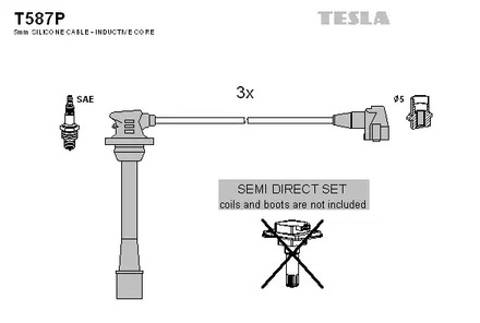 Комплект проводов зажигания TESLA T587P