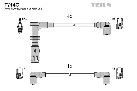 Комплект проводов зажигания original TESLA T714C
