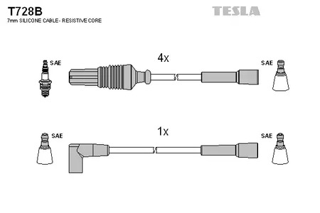 Комплект проводов зажигания TESLA T728B