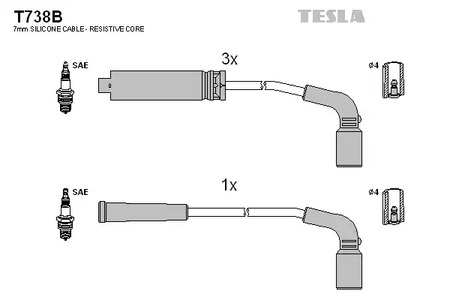 Комплект проводов зажигания TESLA T738B