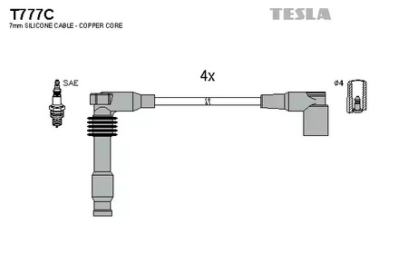 Комплект проводов зажигания original TESLA T777C