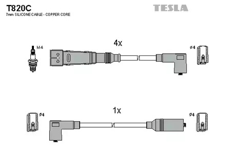 Комплект проводов зажигания original TESLA T820C