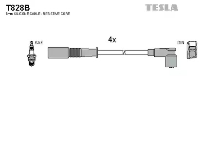 Комплект проводов зажигания TESLA T828B