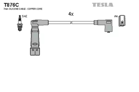 Комплект проводов зажигания original TESLA T876C
