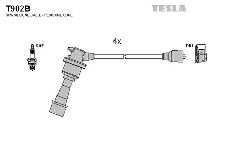 Комплект проводов зажигания TESLA T902B