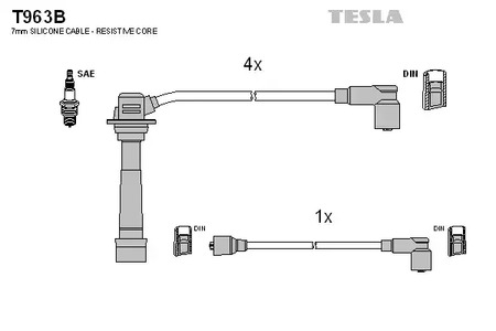 Комплект проводов зажигания TESLA T963B
