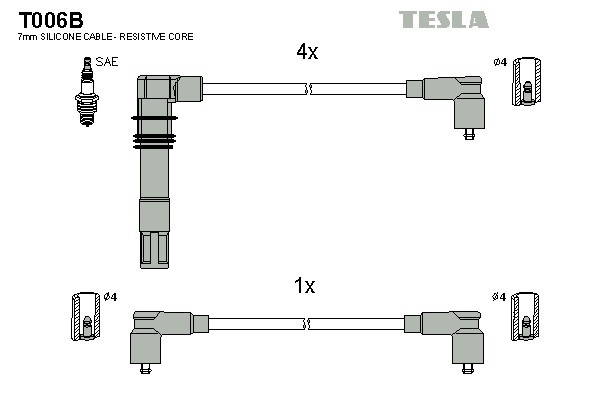 Комплект проводов зажигания alternative TESLA T006B
