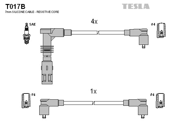 Комплект проводов зажигания alternative TESLA T017B