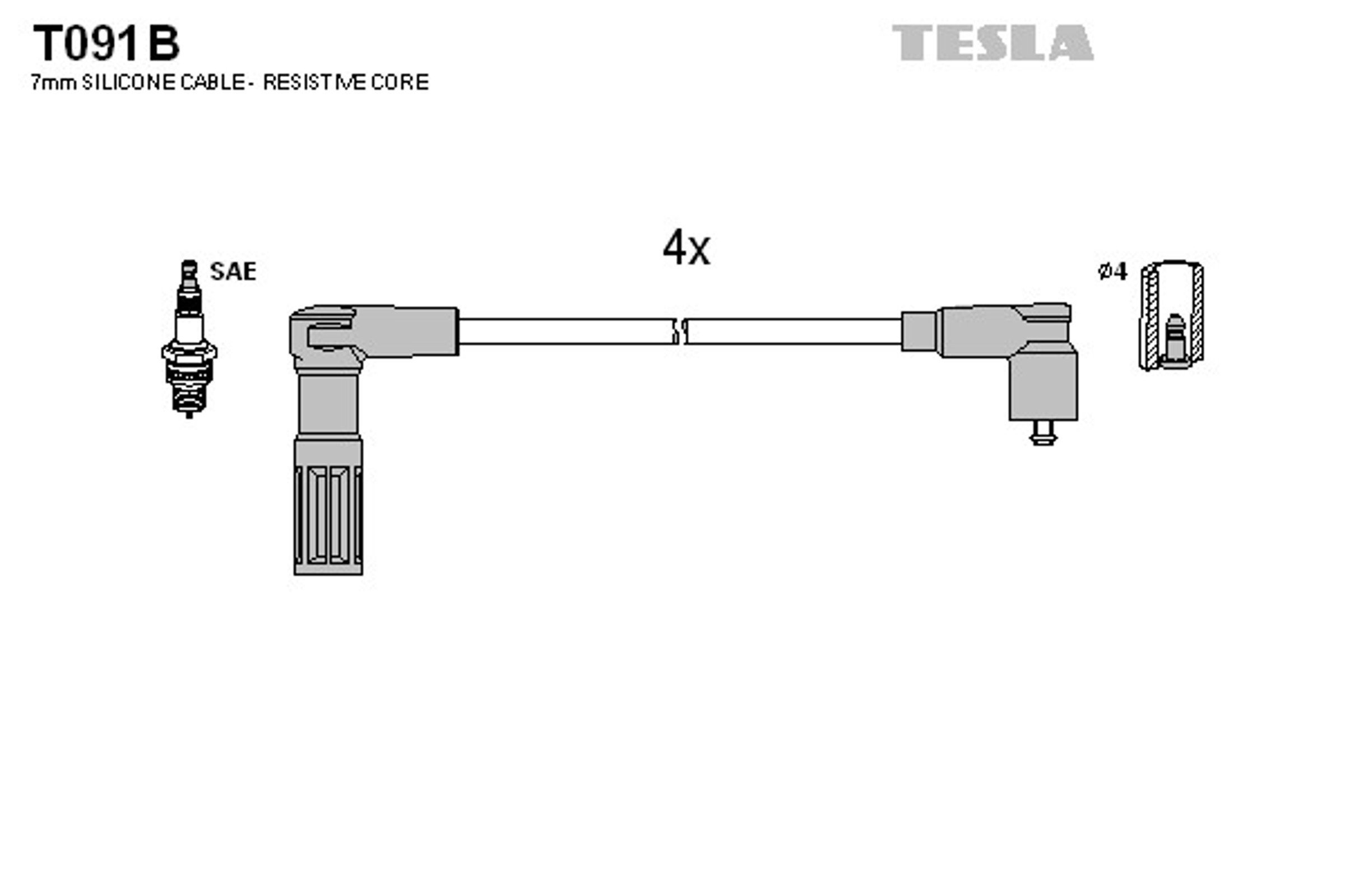 Комплект проводов зажигания TESLA T091B
