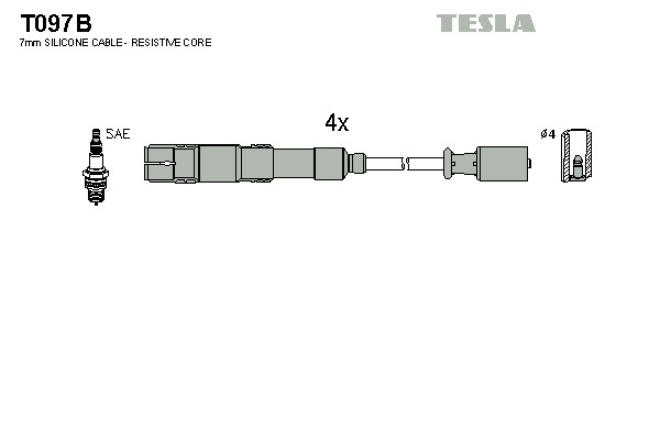 Комплект проводов зажигания alternative TESLA T097B