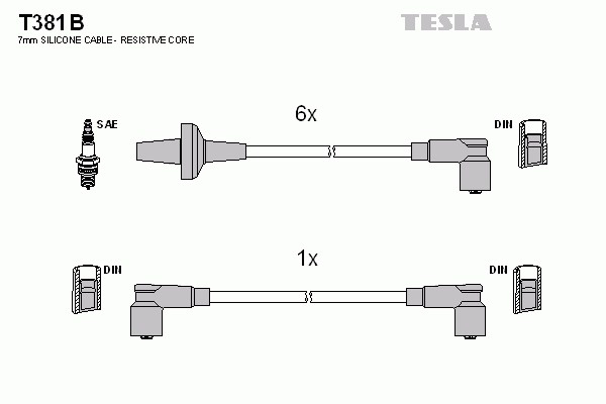 Комплект проводов зажигания TESLA T381B