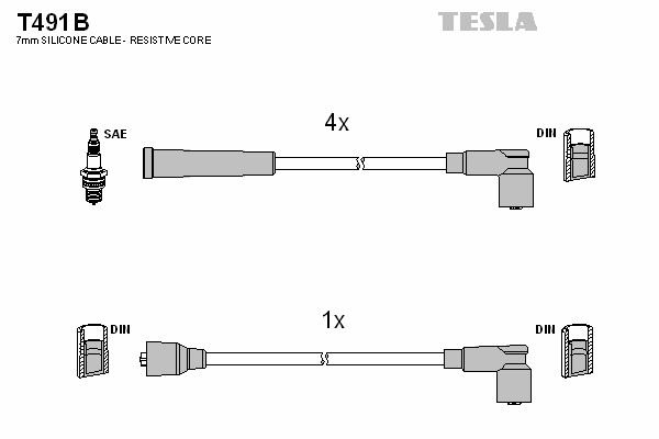 Комплект проводов зажигания TESLA T491B
