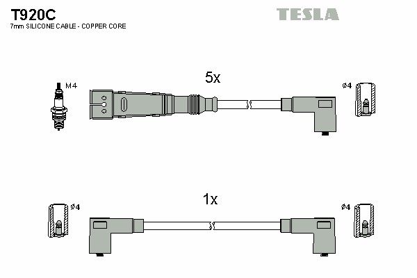Комплект проводов зажигания original TESLA T920C