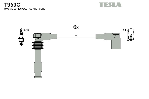 Комплект проводов зажигания original TESLA T950C